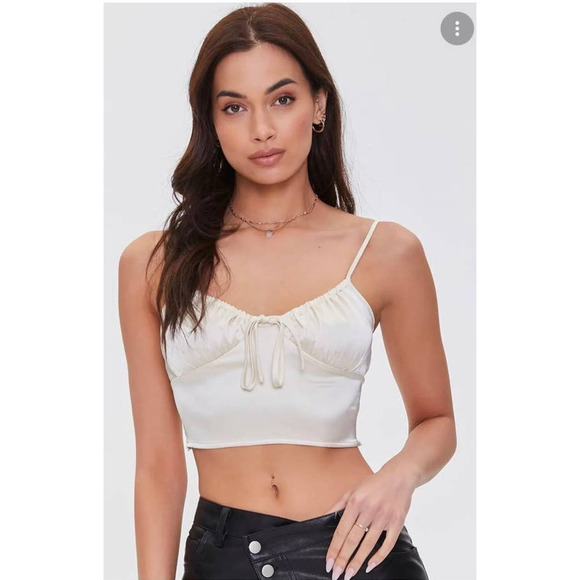 Forever 21 Tops - 𝅺NWOT Forever 21 Satin Self-Tie Cropped Cami